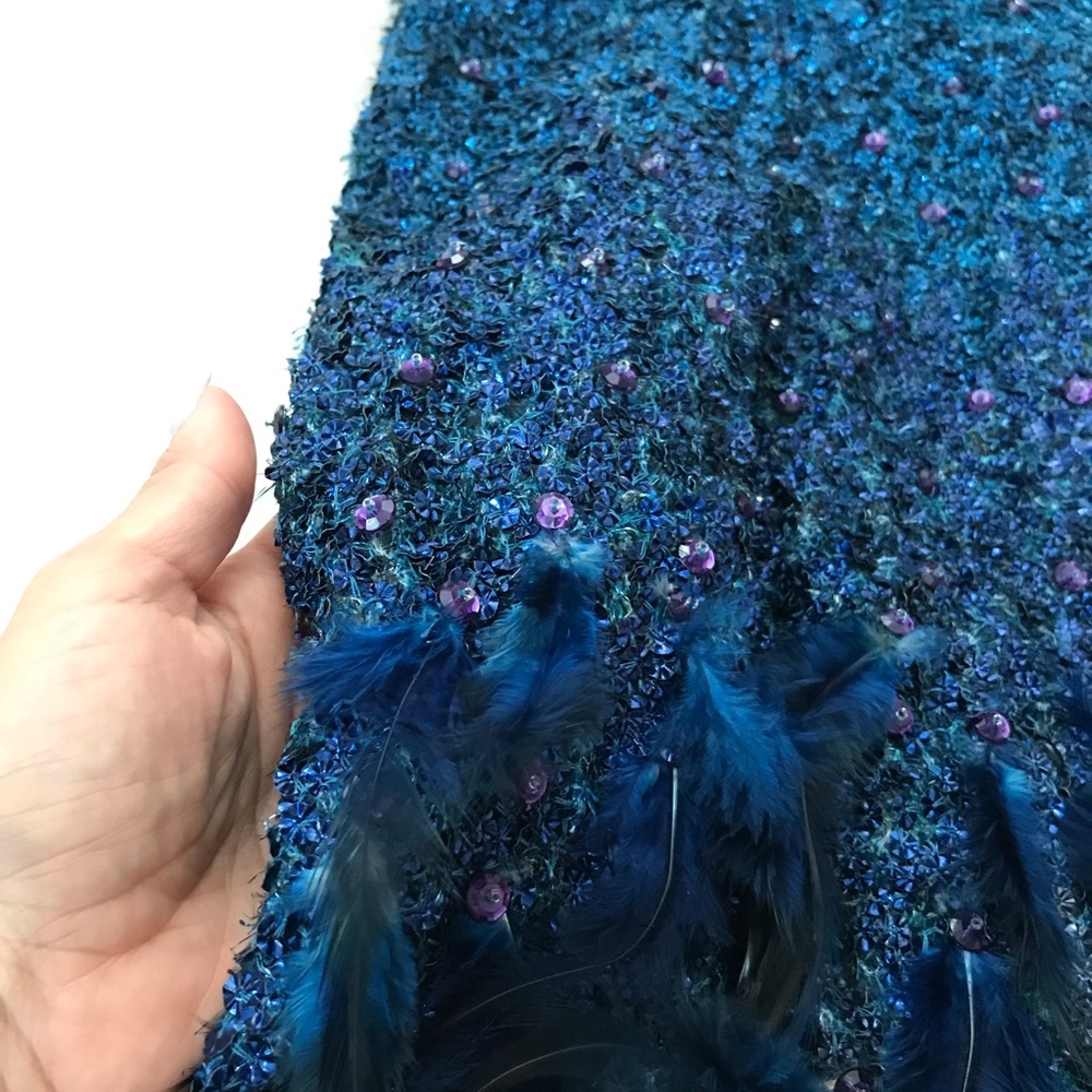 ELIE TAHARI ANABELLE EMBELLISHED FEATHER DRESS - Picture 5 of 8